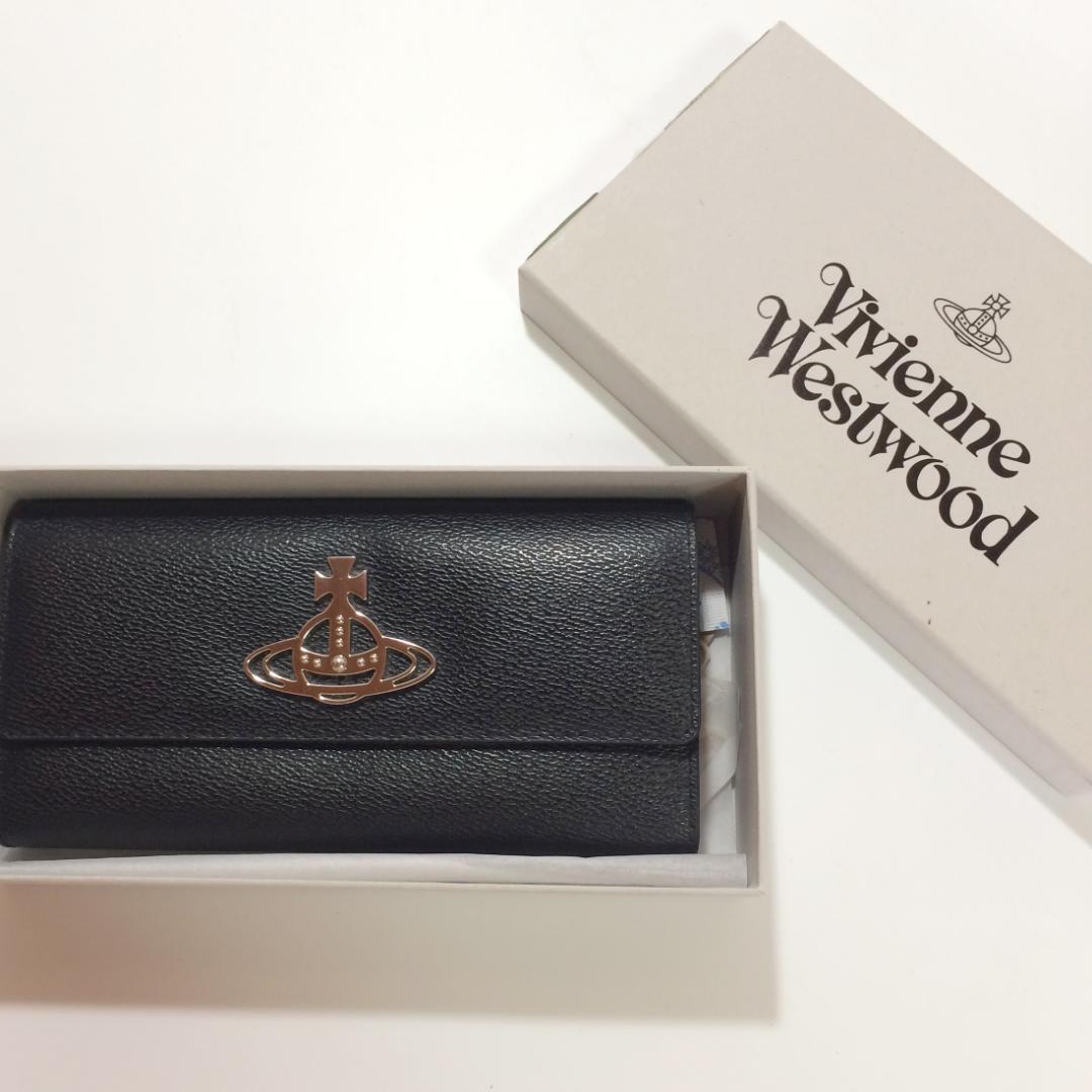 Vivienne Westwood 長財布 オーブロゴ ブラック レザー 箱付