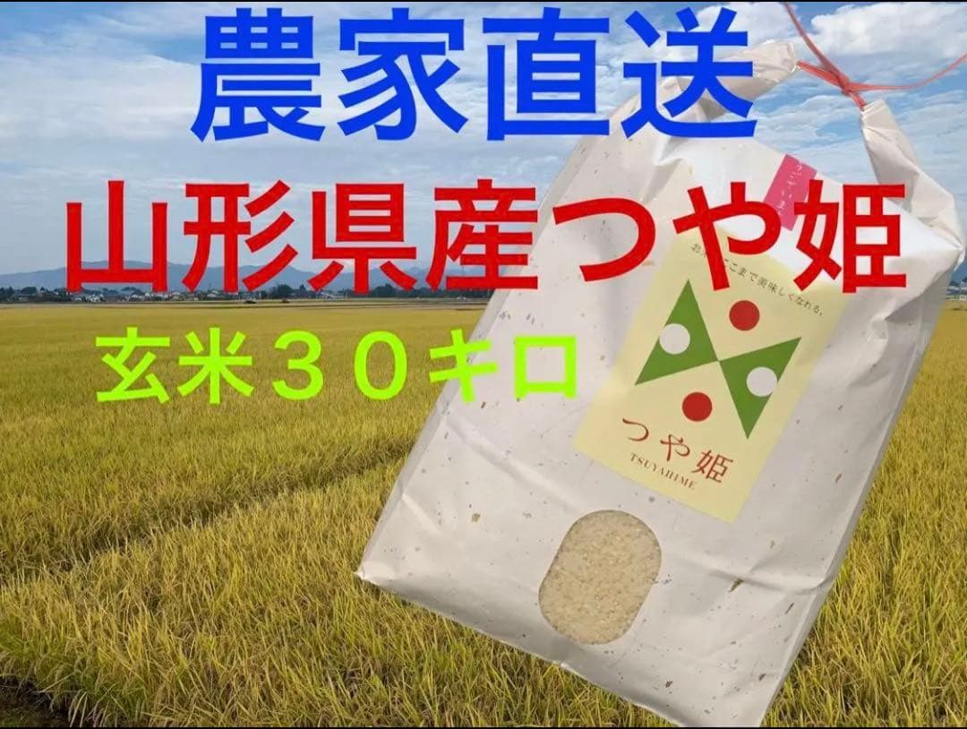 【受賞米】山形県つや姫　玄米３０キロ　農家のお米　精米可　プレミアム米