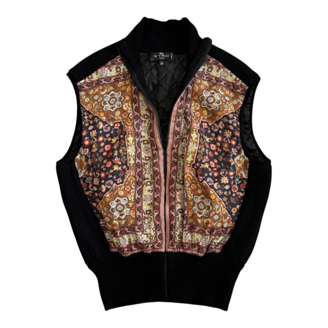 ETRO エトロ シルク ハイネック キルティング ニットベスト イタリア製