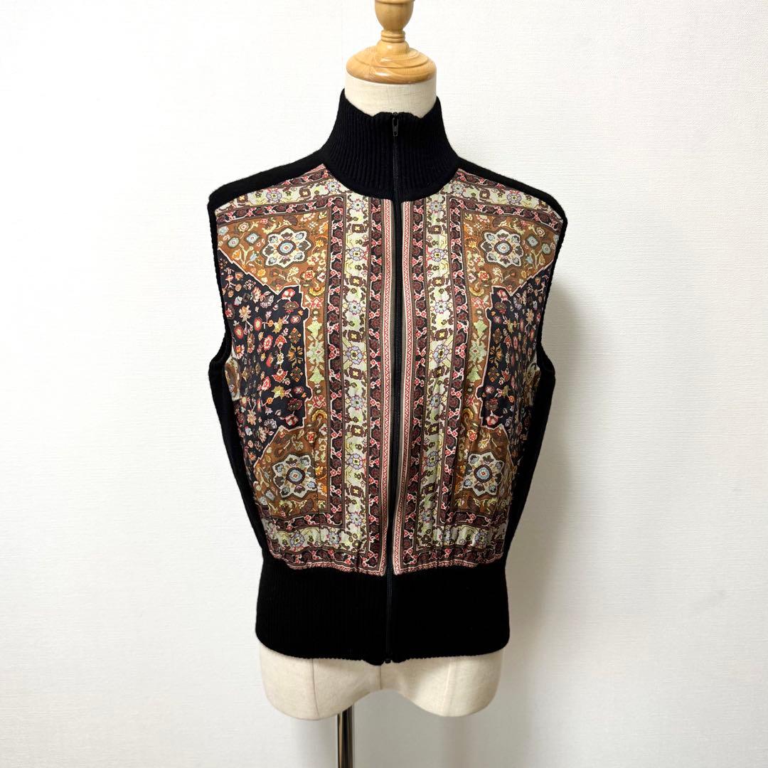 ETRO エトロ シルク ハイネック キルティング ニットベスト イタリア製