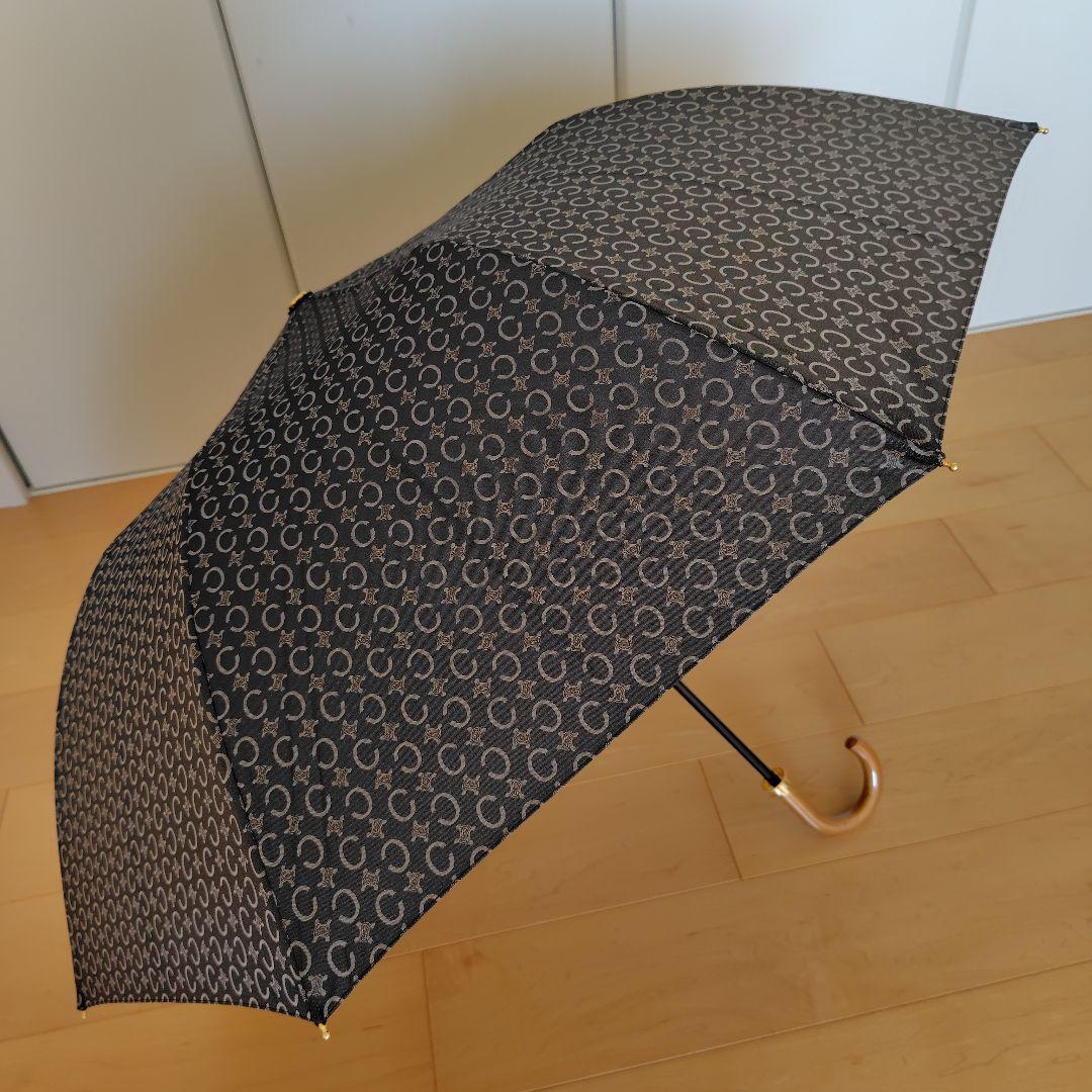 【未使用】CELINE　セリーヌ折りたたみ傘　マカダム柄　ブラック