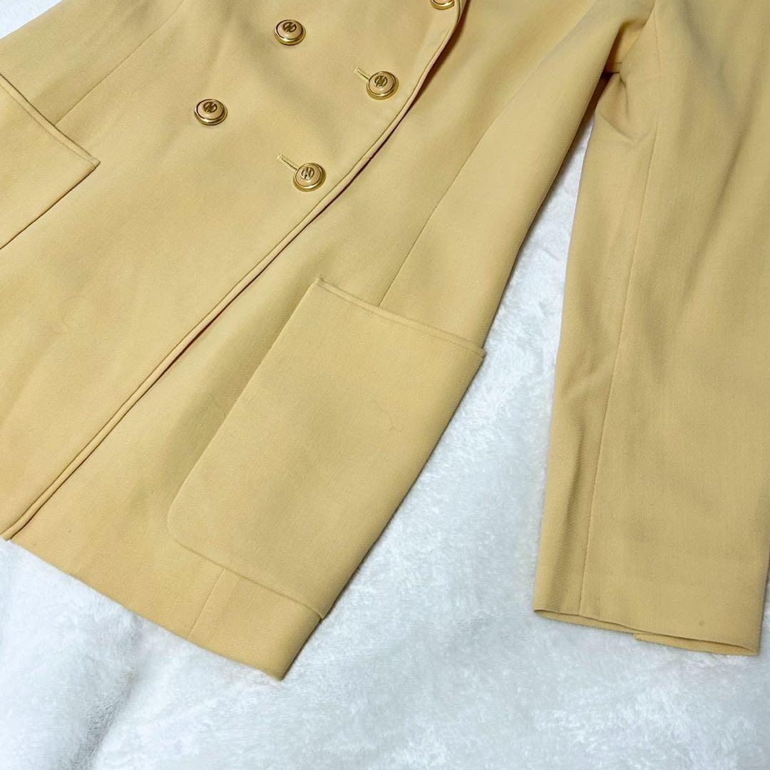 ★美品★セリーヌ　テーラードジャケット　ロング　36 金ボタン　イエロー