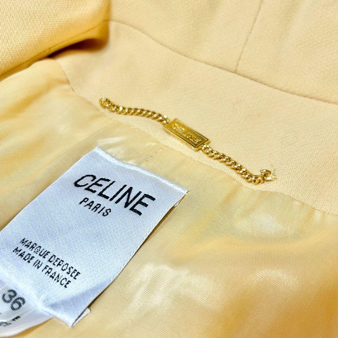★美品★セリーヌ　テーラードジャケット　ロング　36 金ボタン　イエロー