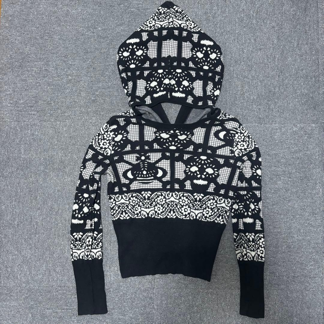 Vivienne westwood 変形カーディガン フード付き ドクロ柄