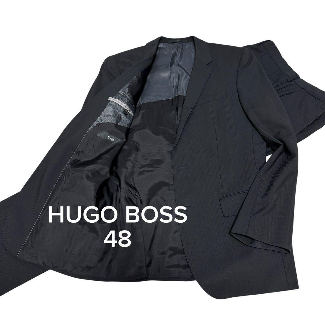HUGO BOSS スーツ　セットアップ　シャドーチェック　ブラック　48