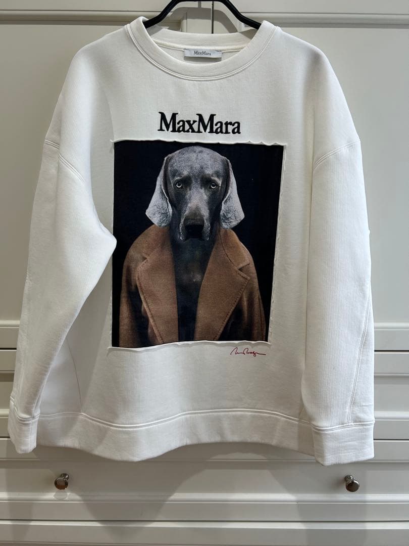 MaxMara BACCO ロゴ 犬プリント スウェットシャツ ベージュS