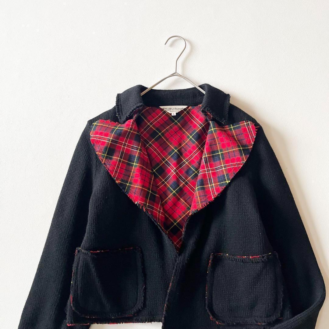 ▼希少レア✨ローブドシャンブル✨コムデギャルソン✨ニットジャケット 裏地チェック