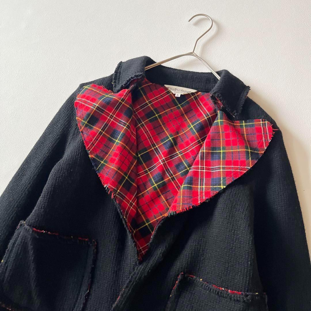 ▼希少レア✨ローブドシャンブル✨コムデギャルソン✨ニットジャケット 裏地チェック