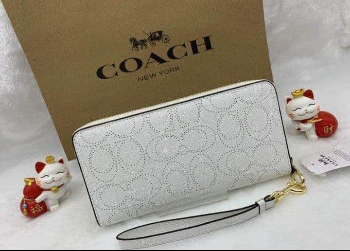 新品未使用コーチ長財布ホワイトアコーディオンレディースメンズ送料無料即日発送