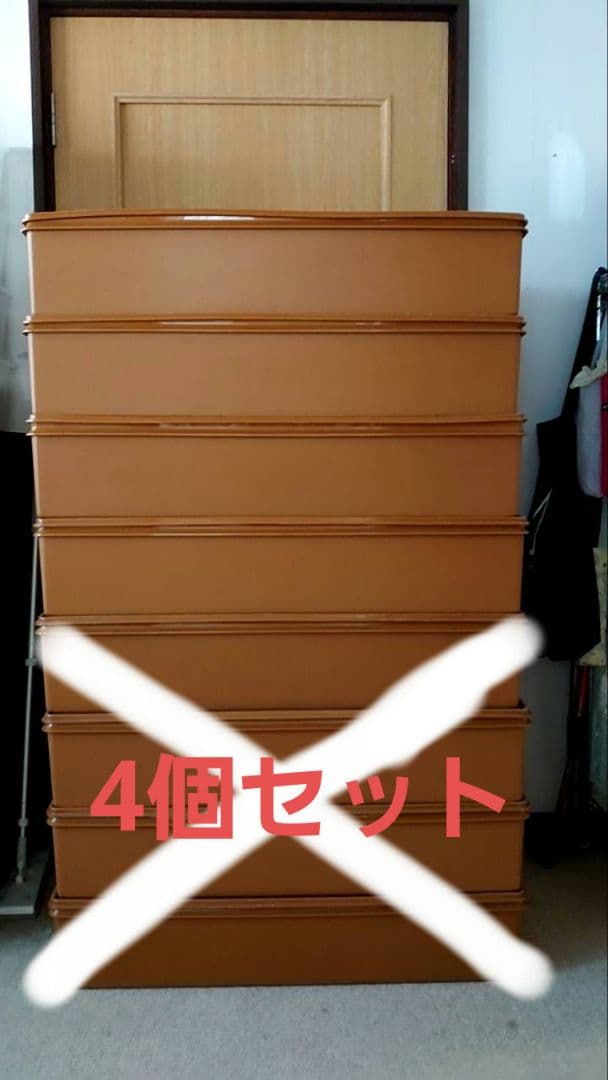 タッパーウェア　ブラウン プラスチック 衣装ケース 4個セット 収納ボックス