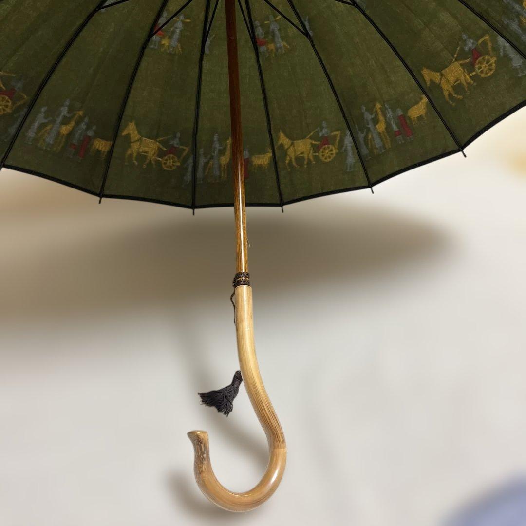 長傘　高級美術洋傘　モンブランヤマグチ 馬車柄 　ジャガードほぐし織