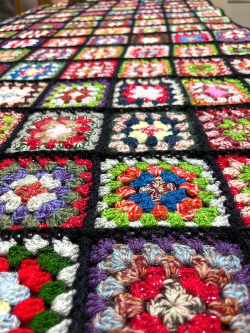 手編み　ベッドカバー　ソファカバー　こたつカバー　約200cm強x約155cm強