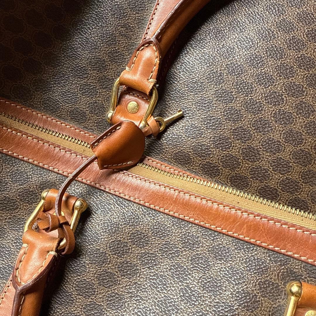 美品セリーヌ ボストンバック 大容量 マカダム柄 南京錠鍵付　49cm