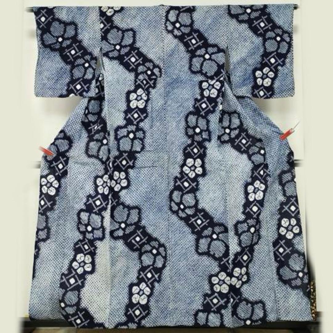 浴衣　有松絞り　綿　身丈159.5 三浦絞り 紺地ワントーン　有松鳴海絞り