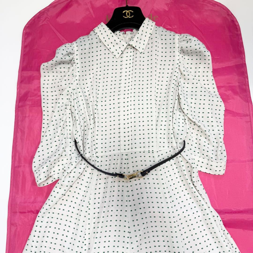 【極美品✨】アナイ ピンドットプリント袖ギャザーワンピース　2023年　36