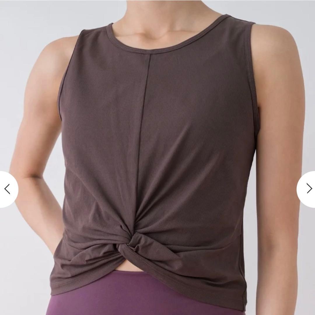 LAVA SUKALA ブラトップ付タンクトップ Lサイズ ブラウン ヨガウェア