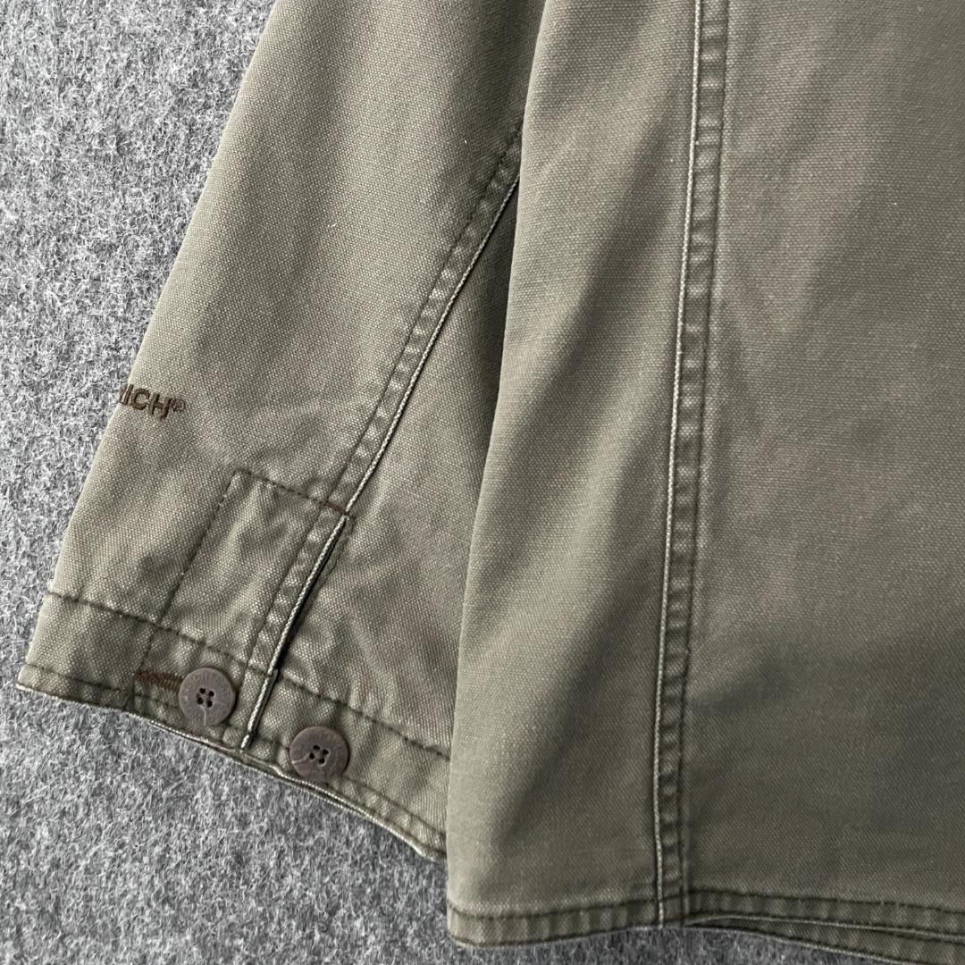 WOOLRICH　カバーオールジャケット　ハンティング　レザーカラー切替　裏ボア