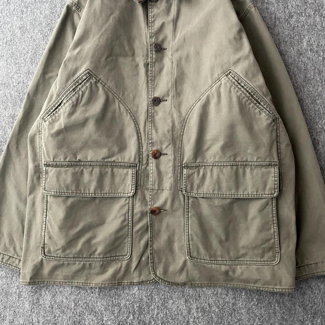 WOOLRICH　カバーオールジャケット　ハンティング　レザーカラー切替　裏ボア