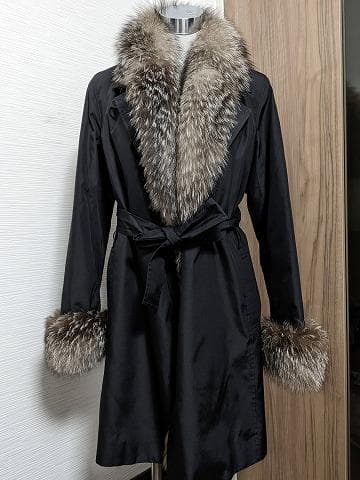 A976　未使用保管品　フォックス　ロシアリス　シルク　ライナーコート　毛皮