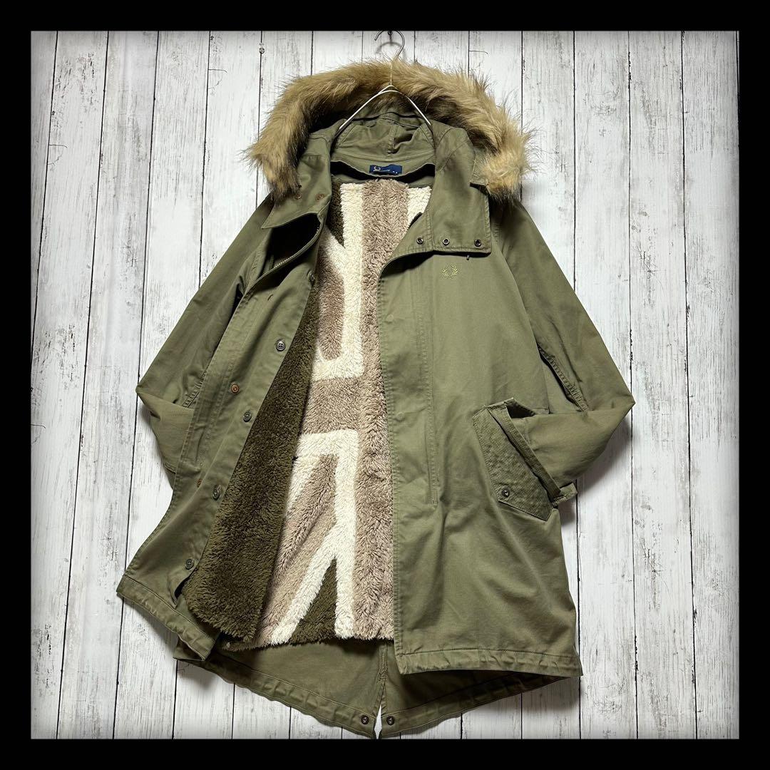 【FREDPERRY】モッズコート☆ユニオンジャック☆ライナーファー脱着可S〜M