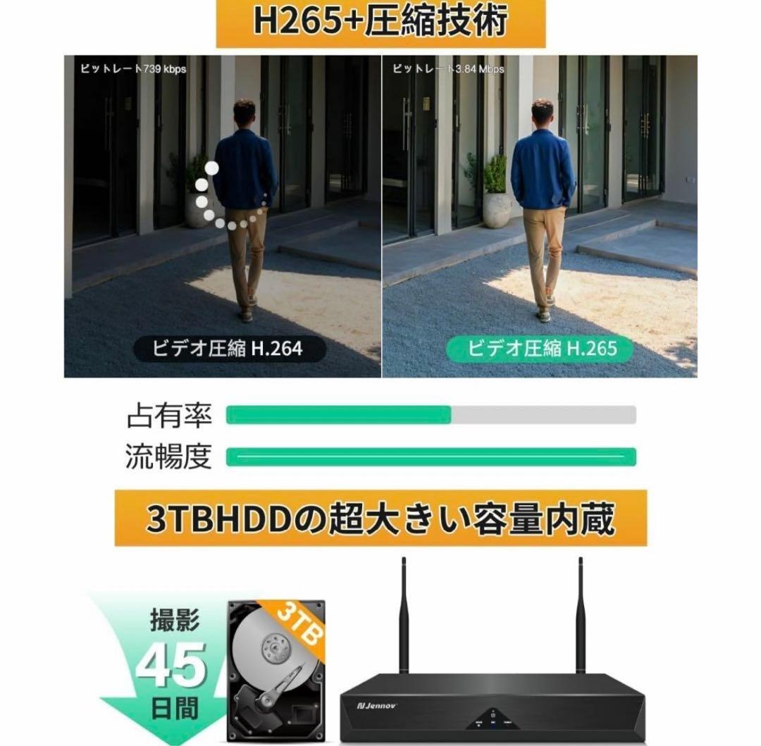 防犯カメラ 屋外 ワイヤレス 300万画素 4台セット AI人体検