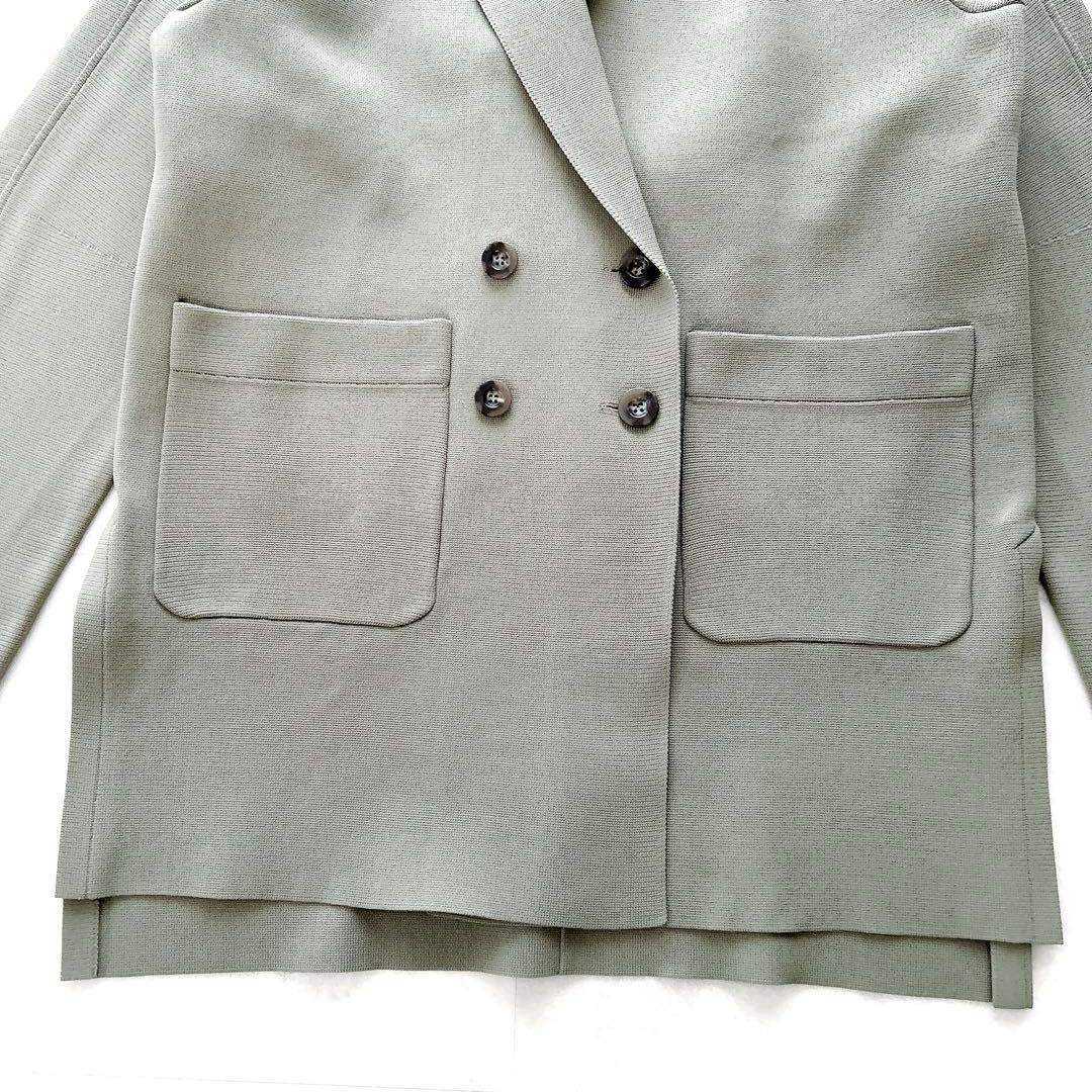 新品タグ付✨人気アンスリード　スクエアショルダーニットジャケット　ダブル　コート