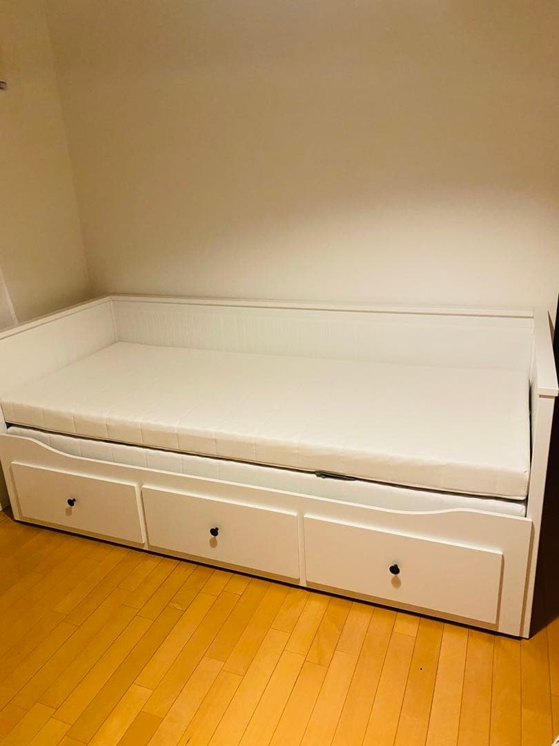 IKEA 【未使用に近い】ホワイト シングルベッド 引き出し付き
