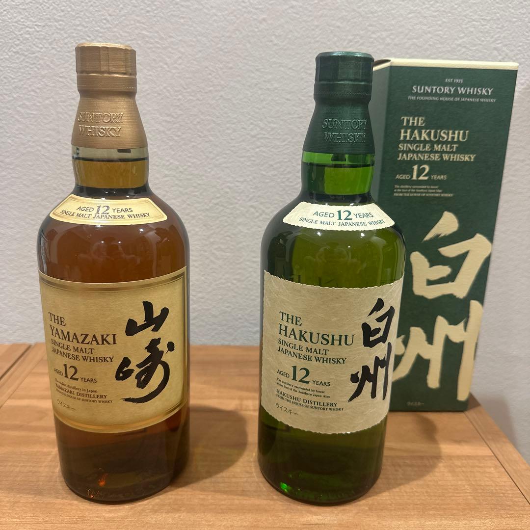 未開封　SUNTORY 白州12年&山崎12年セット　箱は白州のみ