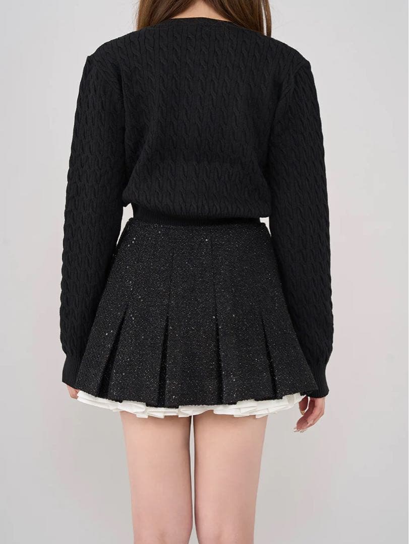Darich スパンコールツイードスカート　ブラック
