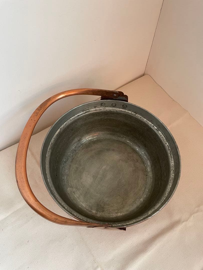 古道具　銅鍋　山菜鍋　大　錫引き　30㎝