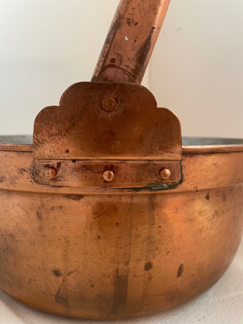 古道具　銅鍋　山菜鍋　大　錫引き　30㎝