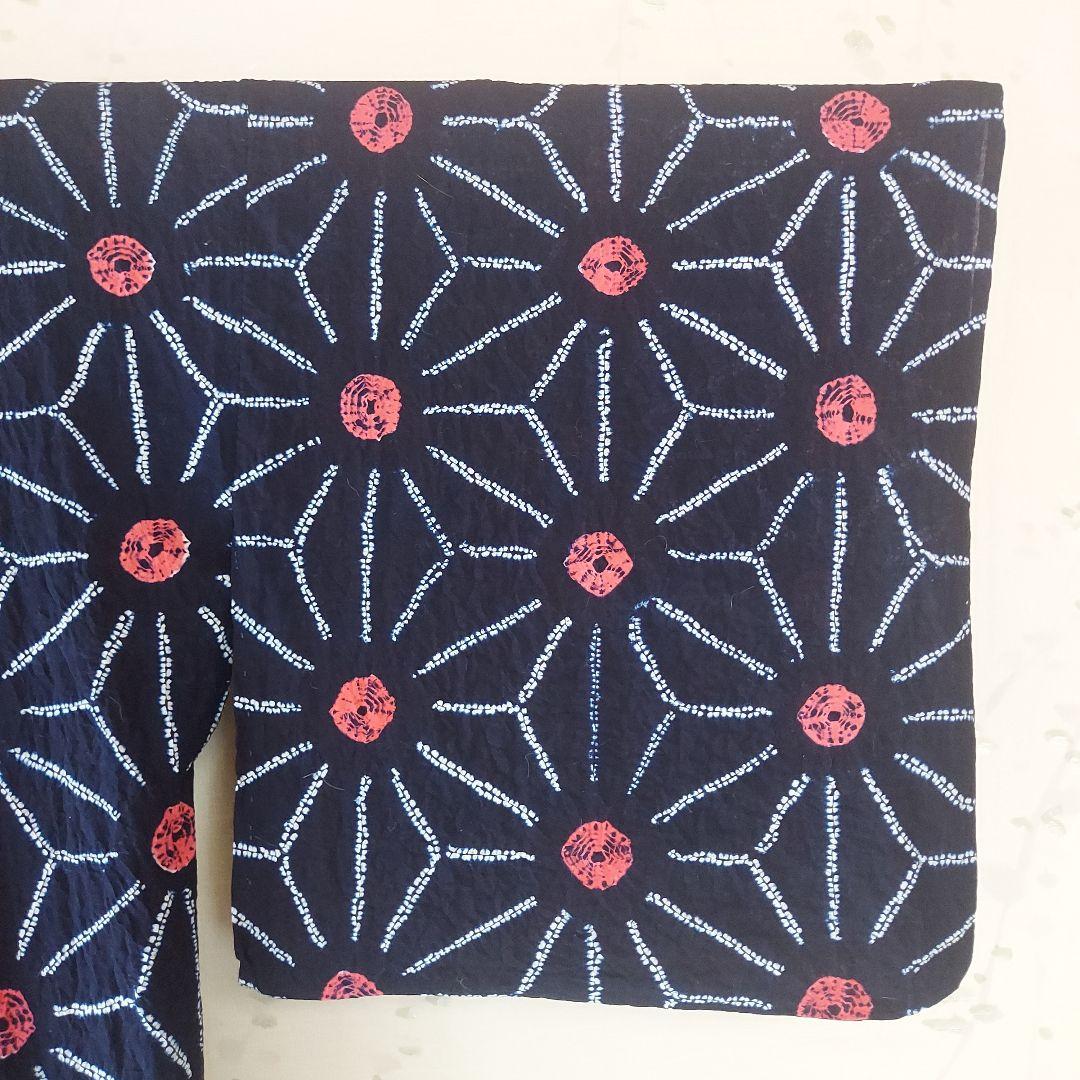 有松絞り　浴衣　麻の葉柄　レトロな雰囲気　トールサイズ