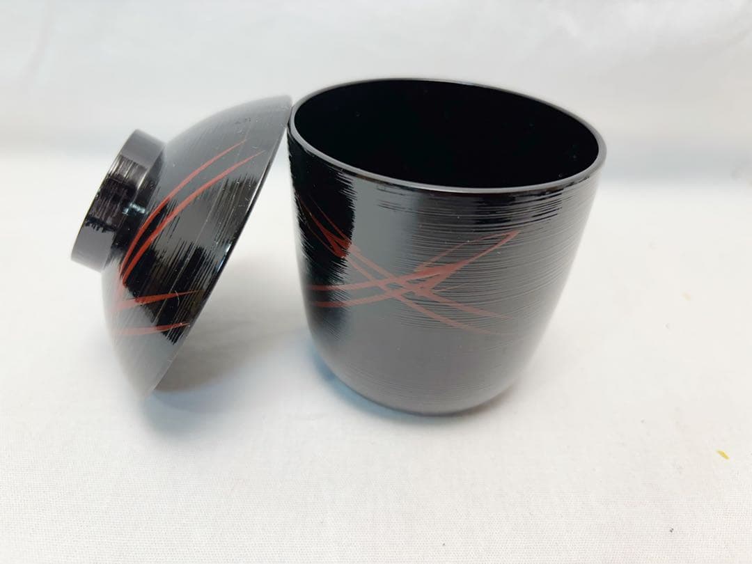 未使用 懐石道具 千筋黒塗 松葉蒔絵 箸洗い 十客揃え 会席料理 小吸物椀 元箱