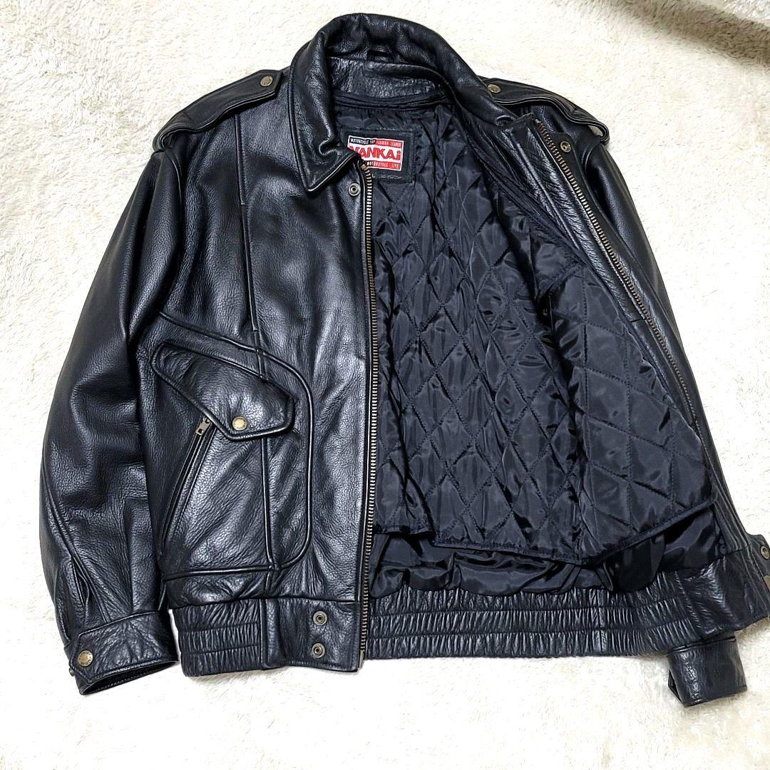 NANKAI シングル レザー ライダースジャケット 取り外し可能ライナー付き