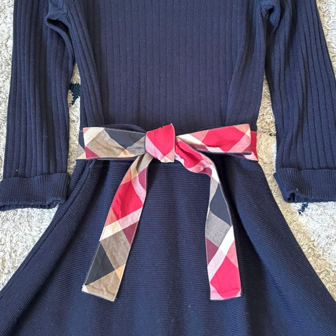 【美品✨】ブルーレーベルクレストブリッジ　切替　ドッキング　ワンピース　リボンM