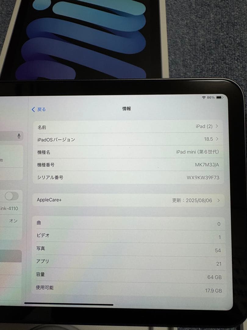 Apple iPad mini 第6世代　64GB バッテリー容量100%