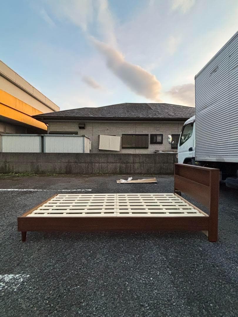 ①フランスベッド LED照明 シングルベッド ウォルナット