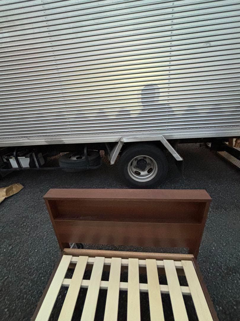 ①フランスベッド LED照明 シングルベッド ウォルナット