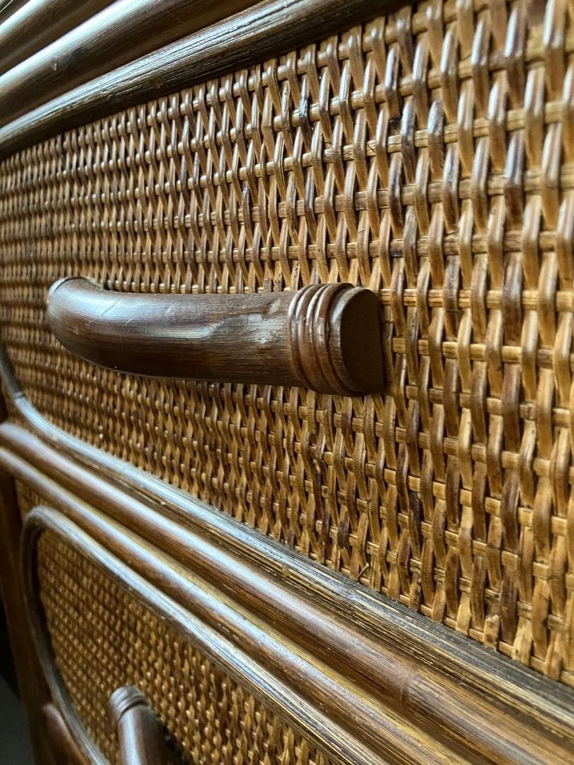 《ラタン チェスト》 籐 タンス 6段 昭和レトロ アンティーク家具