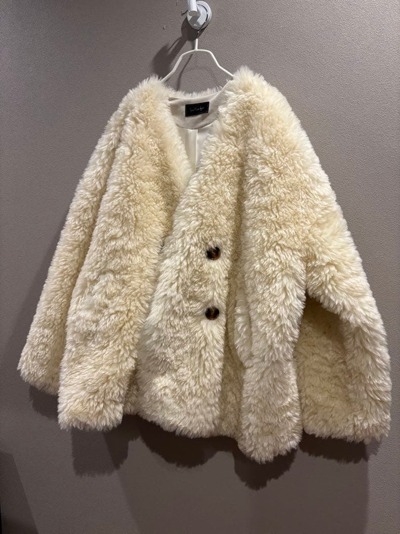 SeaRoomlynn TEDDYファーノーカラージャケット アイボリー