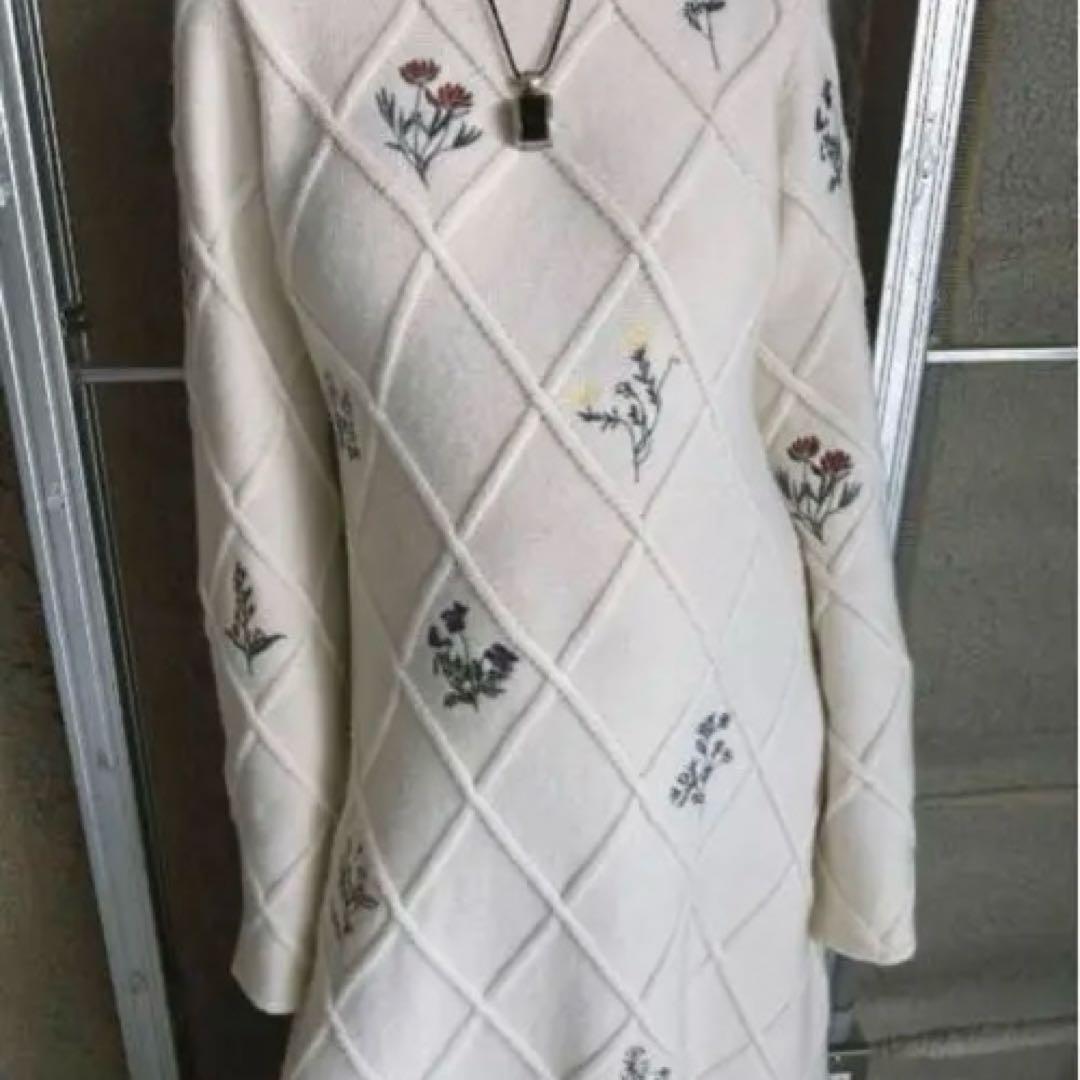 AMERI アイボリーニット ロングワンピース