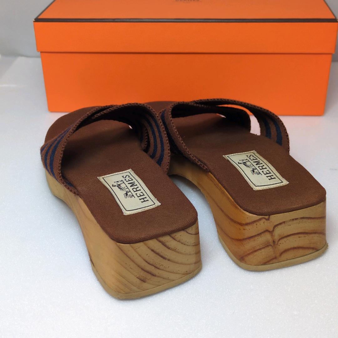 HERMES エルメス サンダル サイズ36 23cm 木製ソール 箱 保存袋付