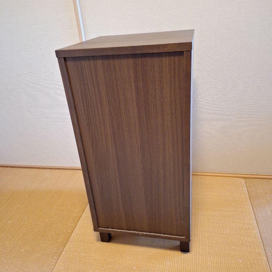 無印良品　タモ材　ダークブラウン 木製チェスト 4段
