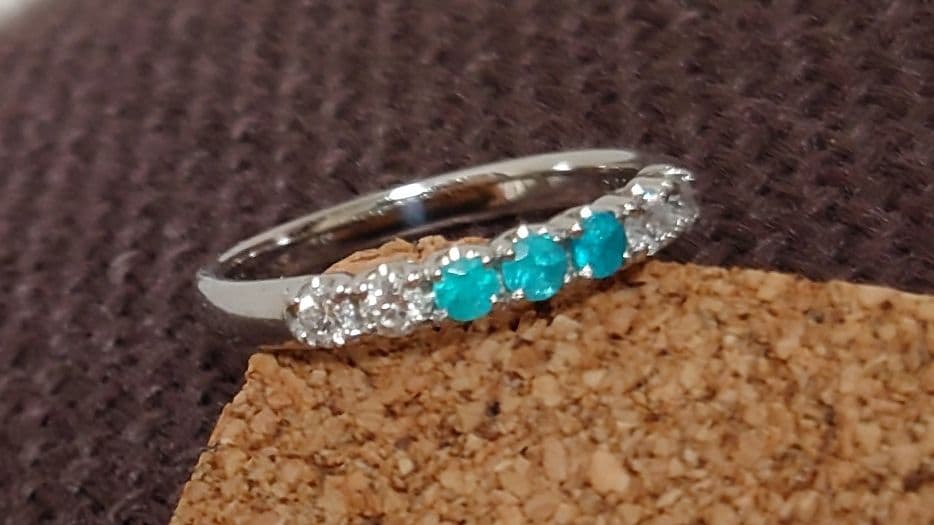 鑑別付パライバトルマリン、メレダイヤP900リング7号