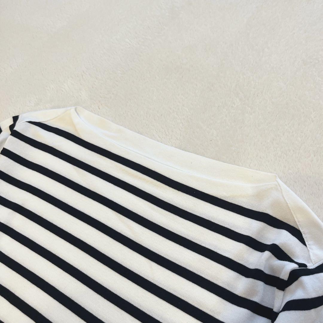 2025 イエナ SEATTLE度詰めボーダーボートネックニット