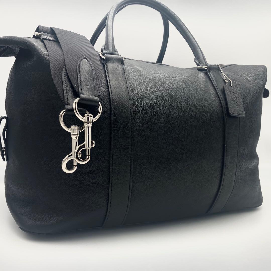 コーチ ボストンバッグ 2way レザー 大容量 旅行 トラベル ブラック