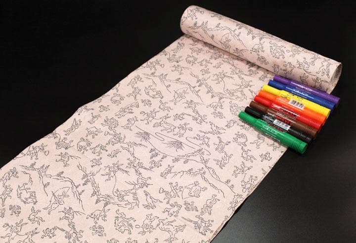 鳥獣戯画　NO1 　市田ひろみ　化繊　ポリエステル　洗える　長襦袢　反物