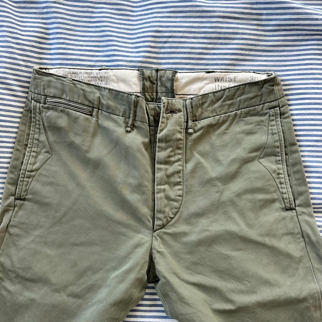 【ダブルアールエル　RRL】　オフィサーズパンツ　チノ　30インチ　オリーブ