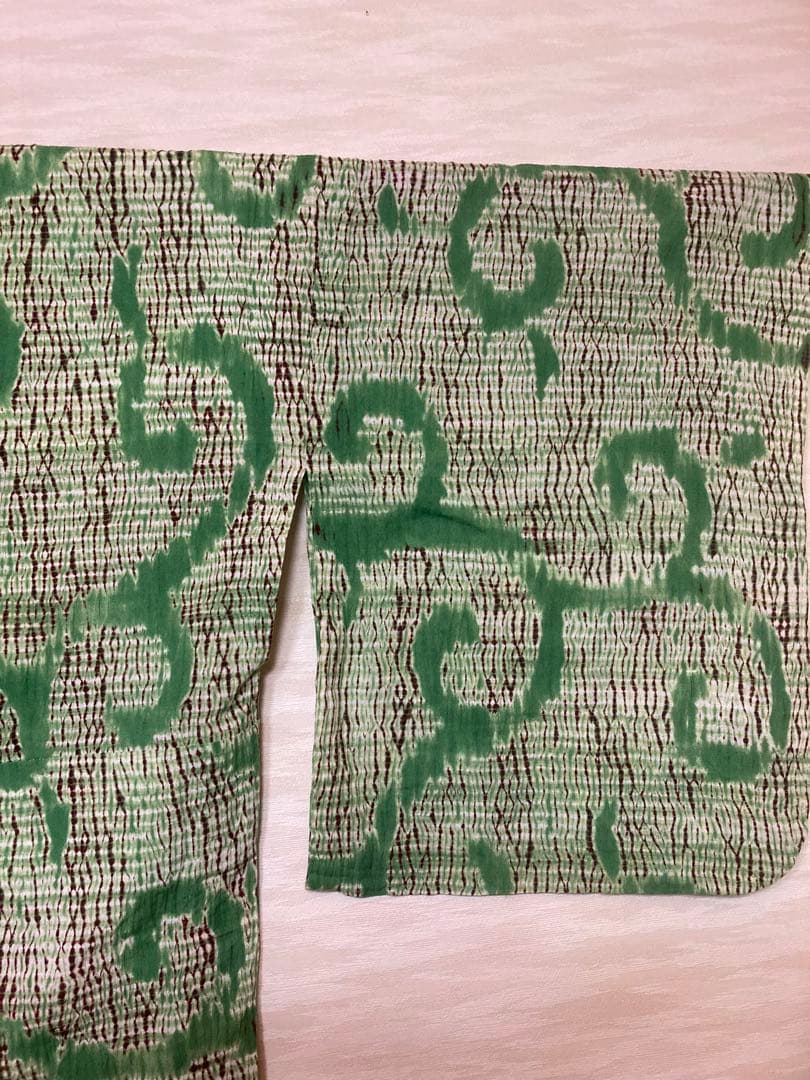 有松絞り　浴衣　絞り　緑　大きめ