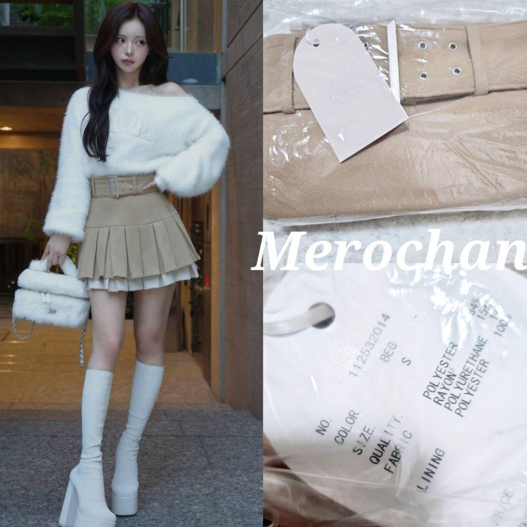 ダーリッチ ダブルプリーツミニスカート 【ベージュ】